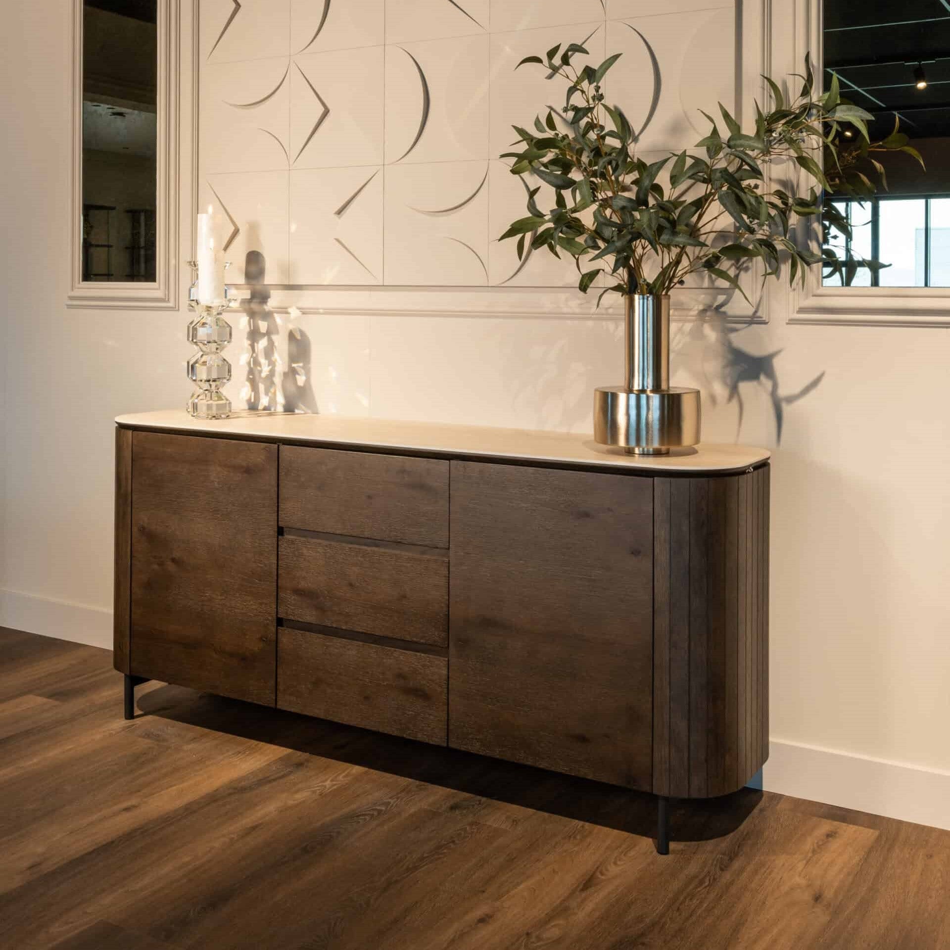 Ritz Brown Oak & Ceramic Top Sideboard by Richmond Interiors