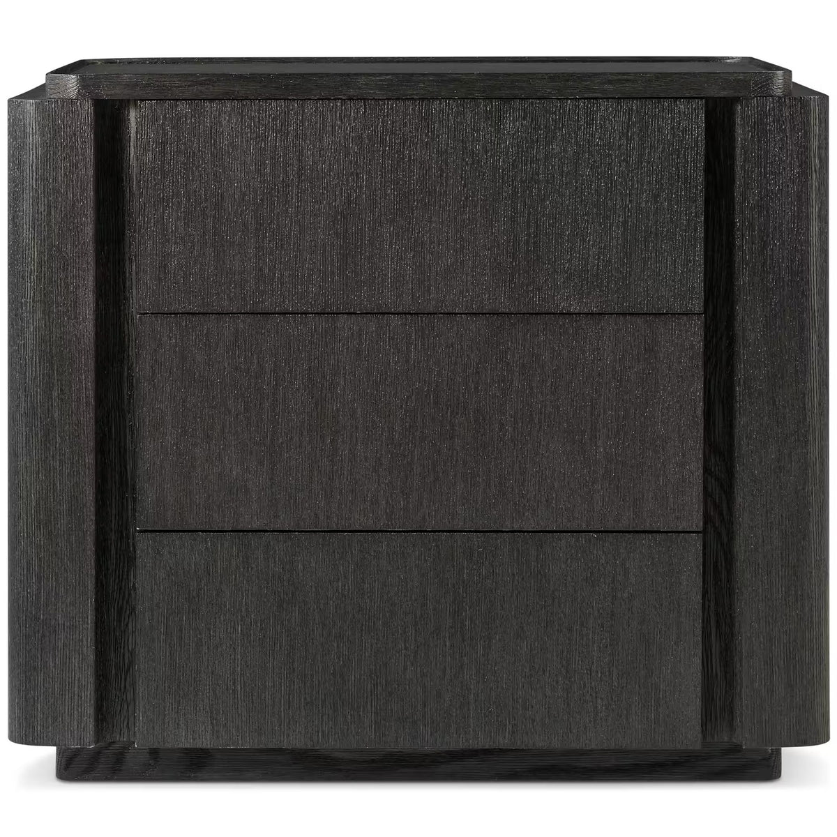 Repose Closed Bedside Table in Charcoal Oak by Theodore Alexander