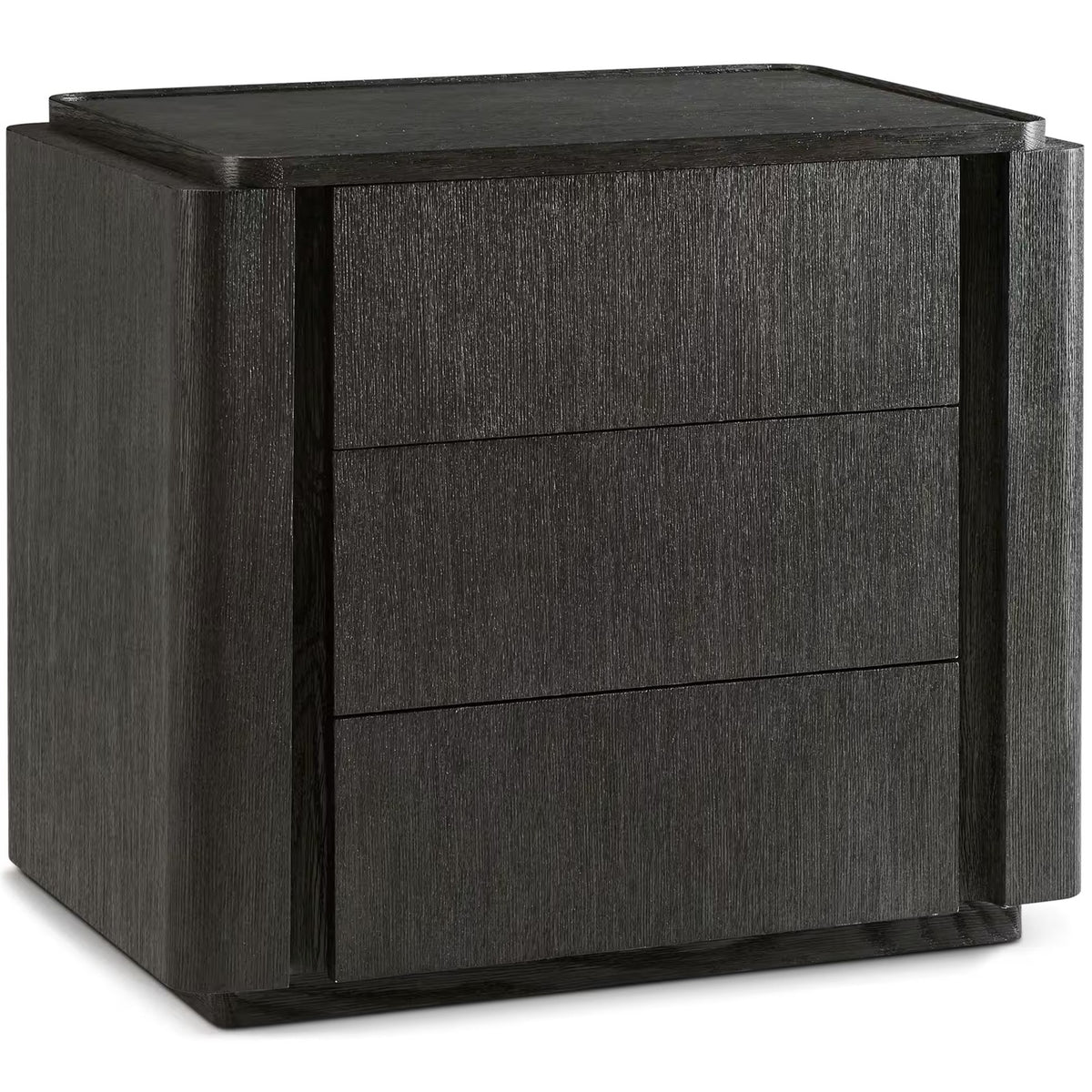 Repose Closed Bedside Table in Charcoal Oak by Theodore Alexander