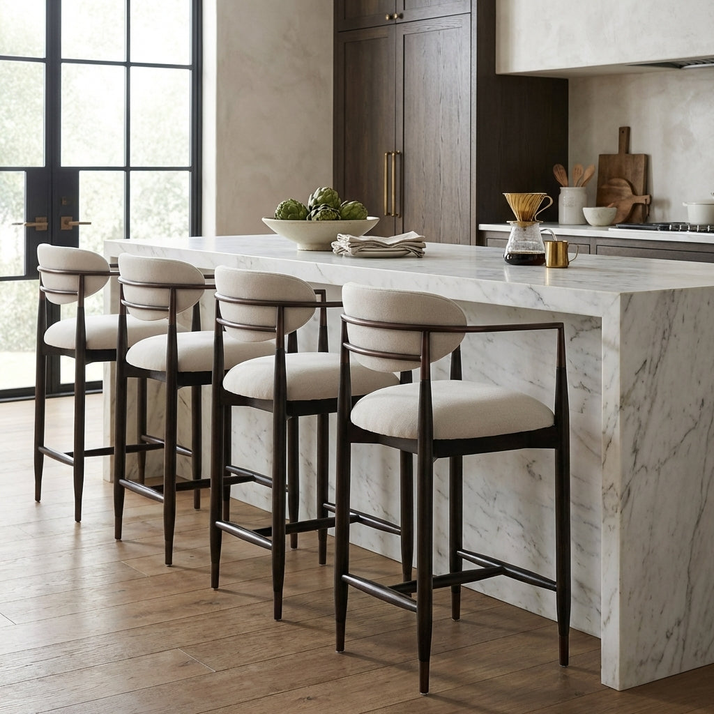 Soho Counter Stool in Walnut and Bronze by Keiichi