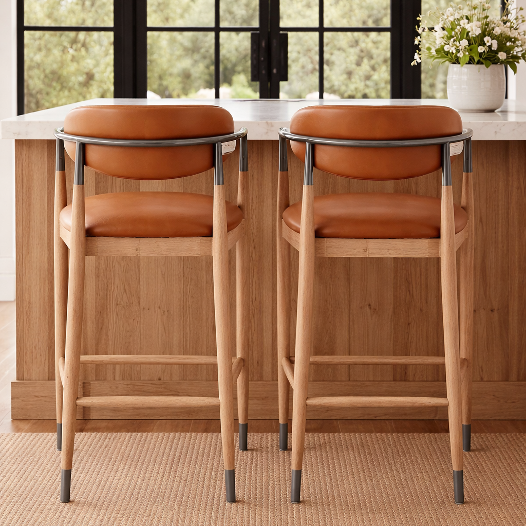 Soho Counter Stool in Natural and Bronze by Keiichi