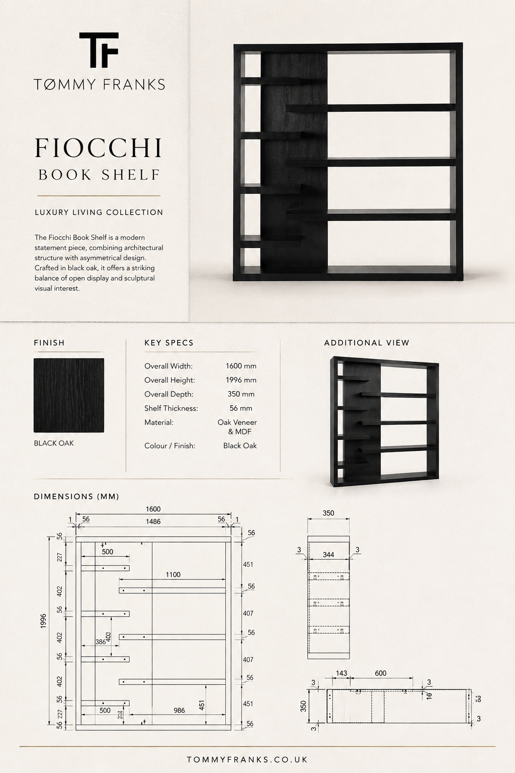 Fiocchi Black Oak Book Shelf Tommy Franks