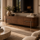 Vienna Natural Walnut Veneer & Brushed Metal Legs Media Unit Berkeley Designs