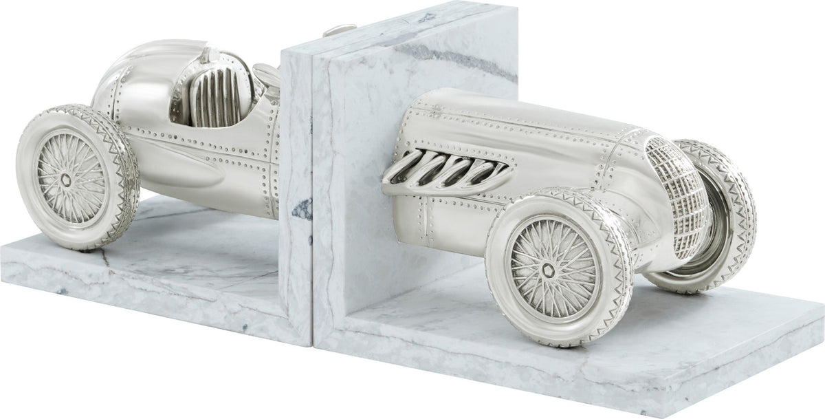 Bookshelf Racer in Nickel Plated Brass & Quartz by Theodore Alexander