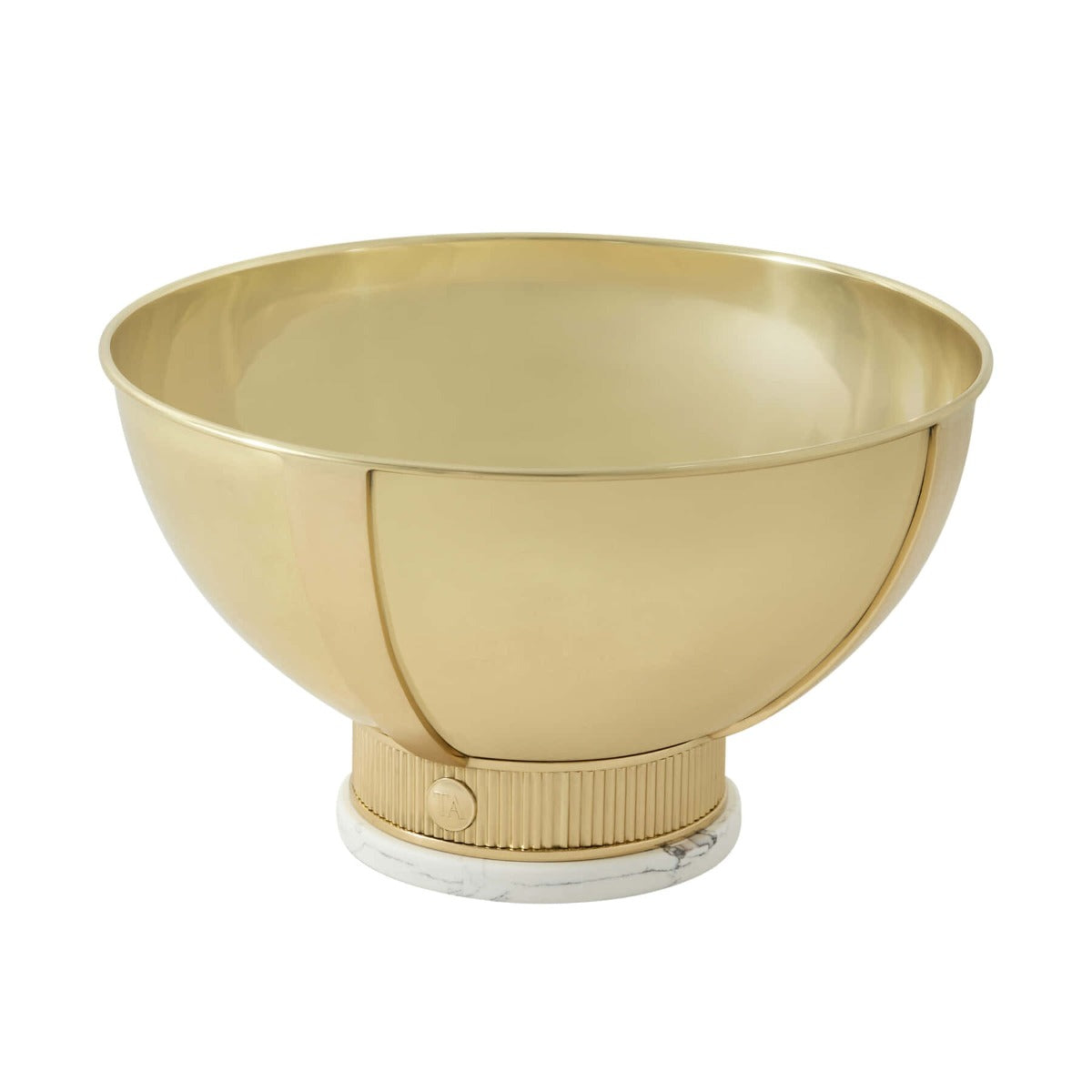 Gatsby Decorative Bowl in Polished Brass and Quartz by Theodore Alexander