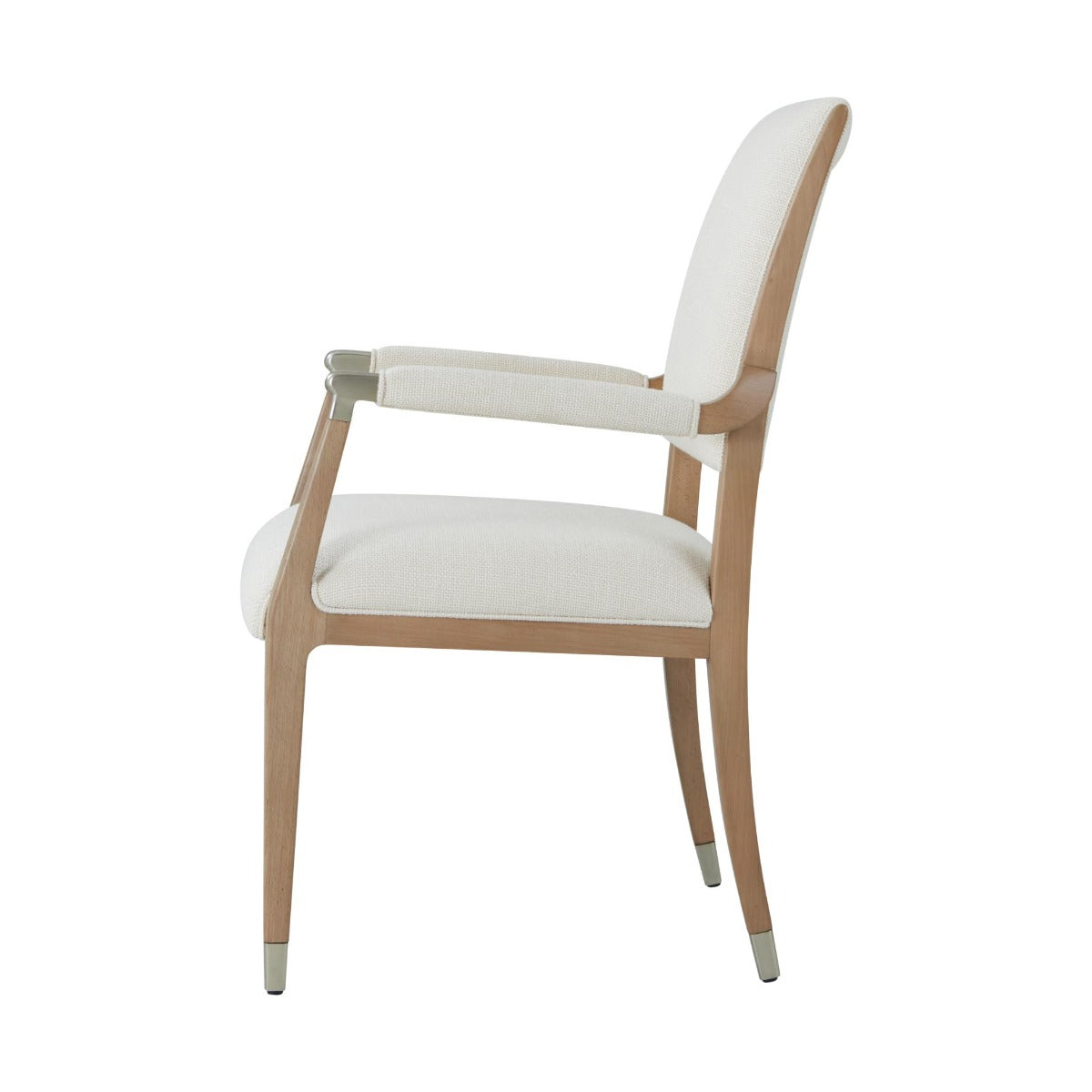 Origins Wooden Upholstered Dining Arm Chair in Sesame by Theodore Alexander