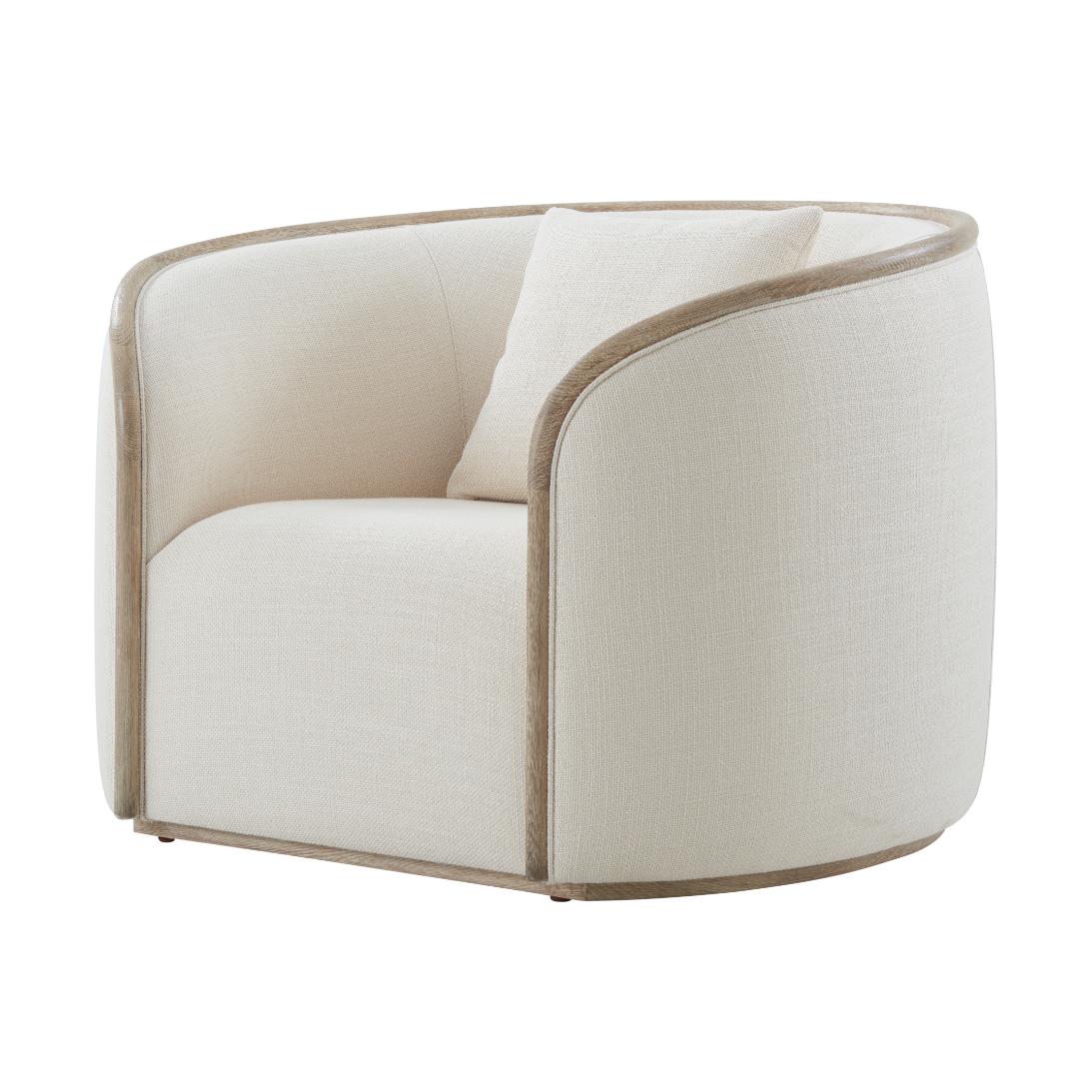 Repose Wooden Upholstered Club Chair in Grey Oak by Theodore Alexander