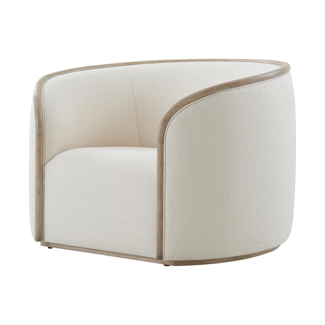 Repose Wooden Upholstered Club Chair in Grey Oak by Theodore Alexander