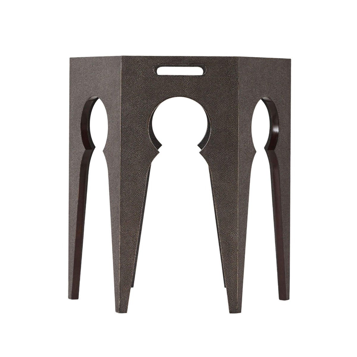 Radium Hexagonal Accent Table in Tempest by Theodore Alexander