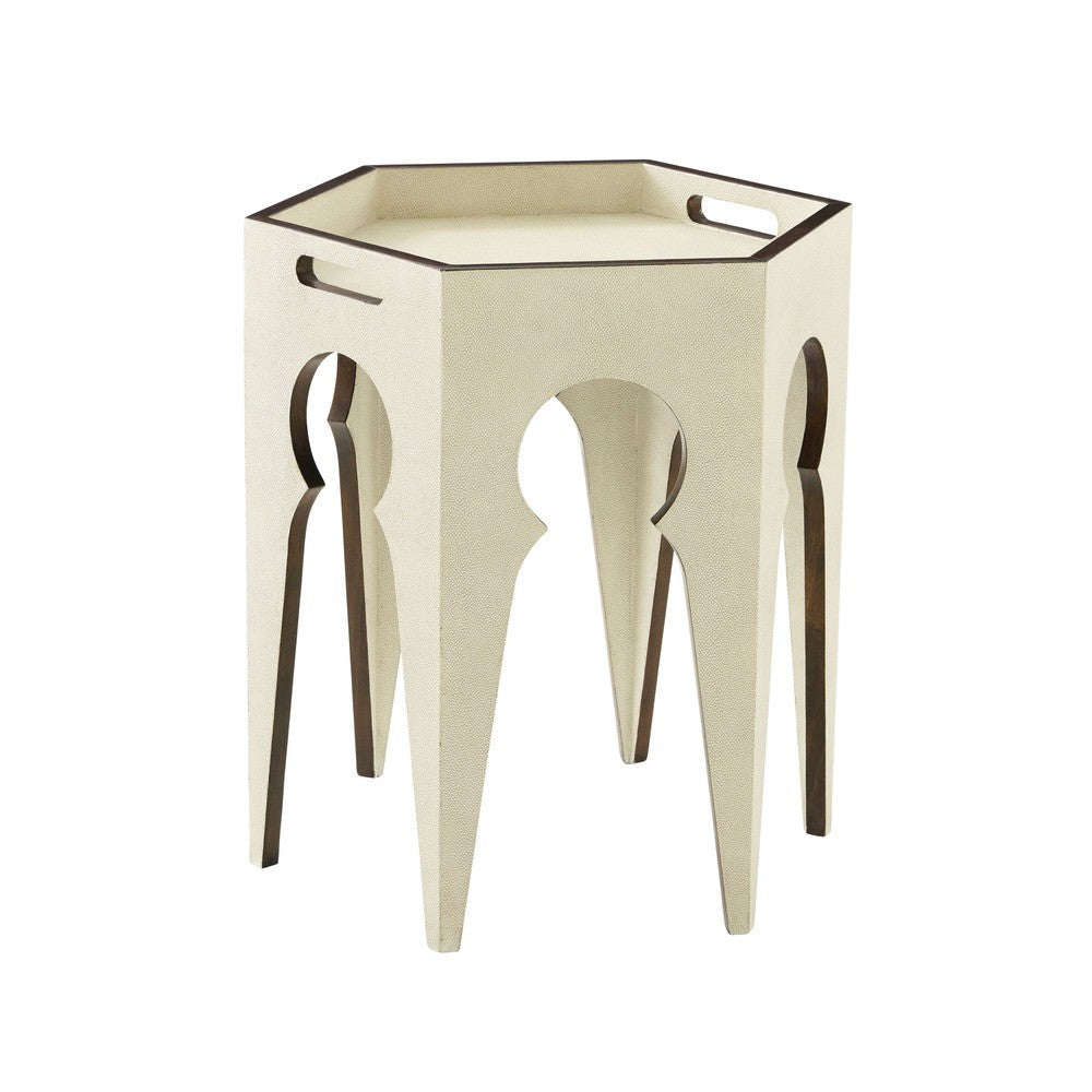 Radium Hexagonal Accent Table in Overcast by Theodore Alexander
