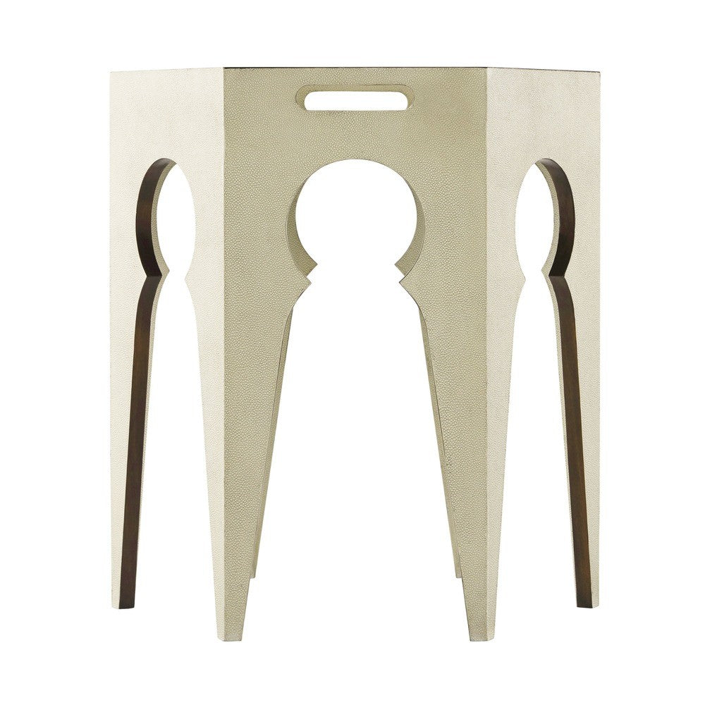 Radium Hexagonal Accent Table in Overcast by Theodore Alexander