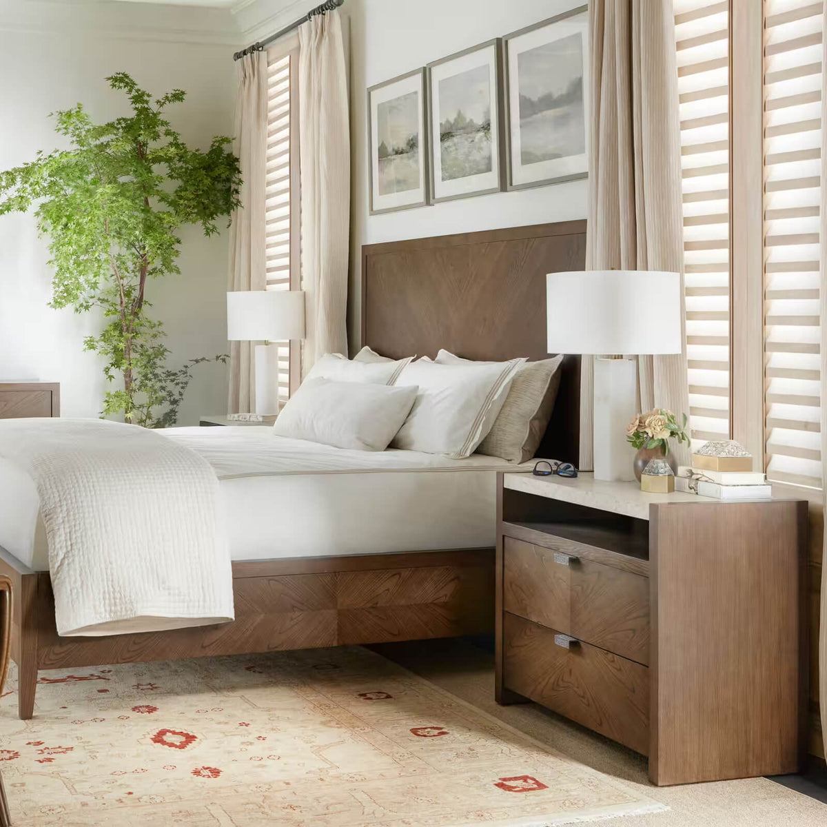 Catalina Two Drawer Bedside Table by Theodore Alexander