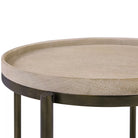 Repose Iron Side Table in Grey Oak by Theodore Alexander