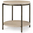 Repose Iron Side Table in Grey Oak by Theodore Alexander