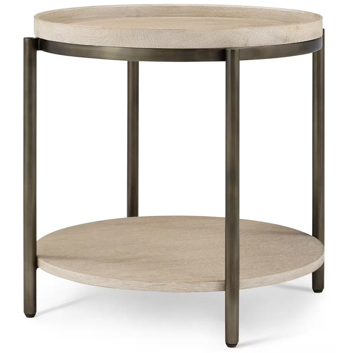 Repose Iron Side Table in Grey Oak by Theodore Alexander