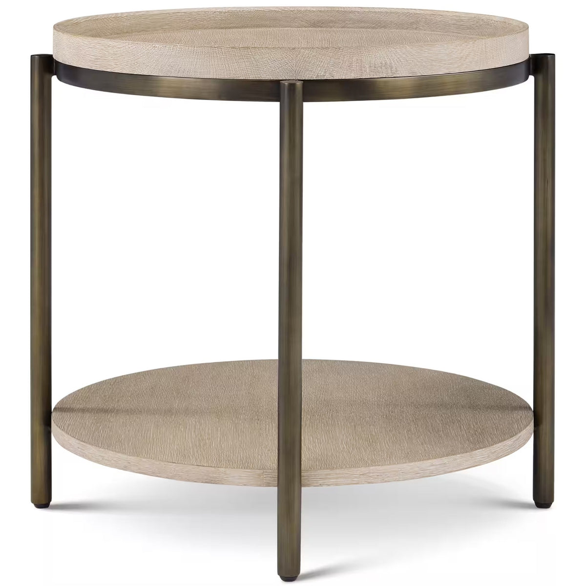 Repose Iron Side Table in Grey Oak by Theodore Alexander
