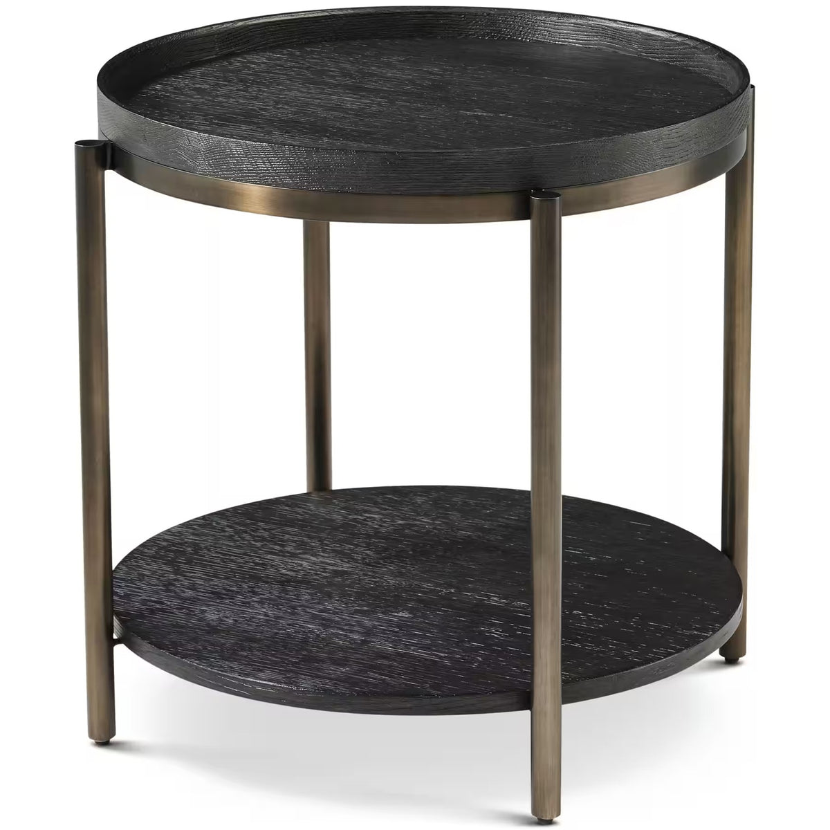 Repose Round Side Table in Charcoal Oak by Theodore Alexander