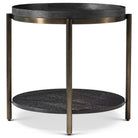 Repose Round Side Table in Charcoal Oak by Theodore Alexander