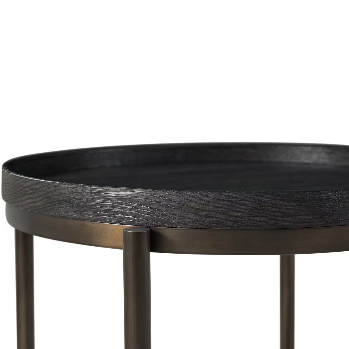 Repose Round Side Table in Charcoal Oak by Theodore Alexander