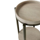 Repose Iron Drink Table in Grey Oak by Theodore Alexander