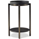 Repose Iron Drink Table in Charcoal Oak by Theodore Alexander