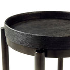 Repose Iron Drink Table in Charcoal Oak by Theodore Alexander