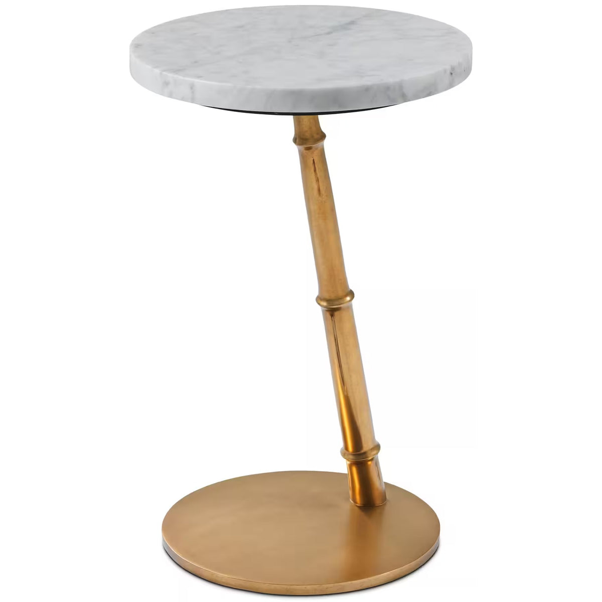 Kesden Accent Table in Bianco Marble by Theodore Alexander