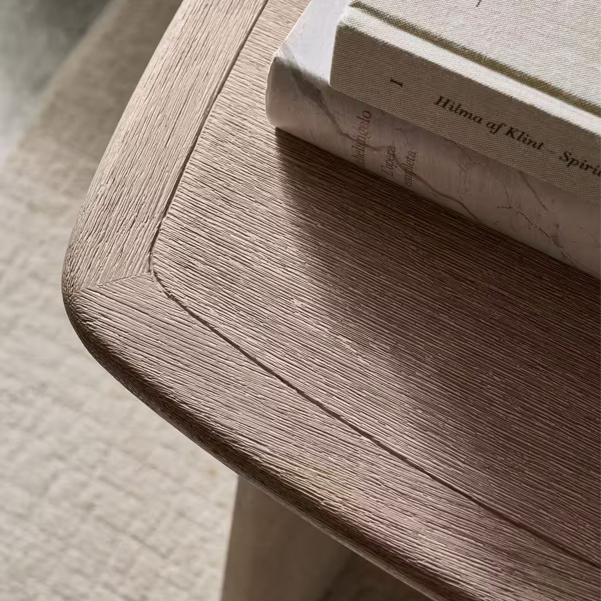 Repose Square Side Table in Grey Oak by Theodore Alexander