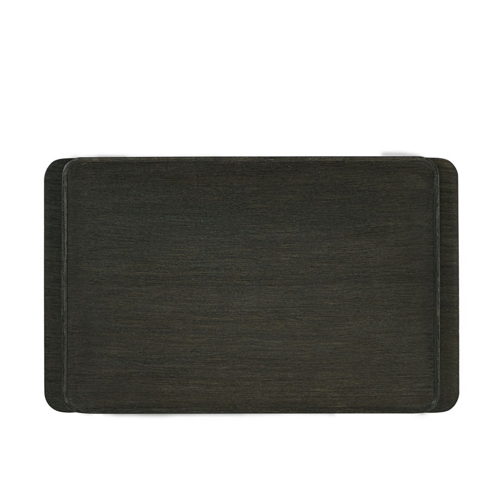 Repose Open Bedside Table in Charcoal Oak by Theodore Alexander