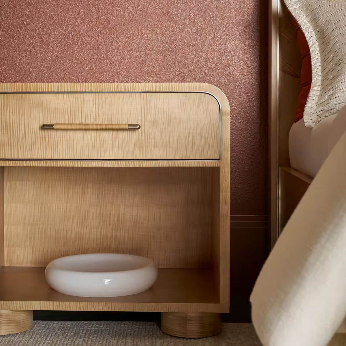Origins Bedside Table II in Sesame by Theodore Alexander