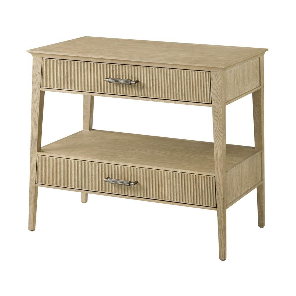 Balboa Wooden Bedside Table in Coastal Grey by Theodore Alexander