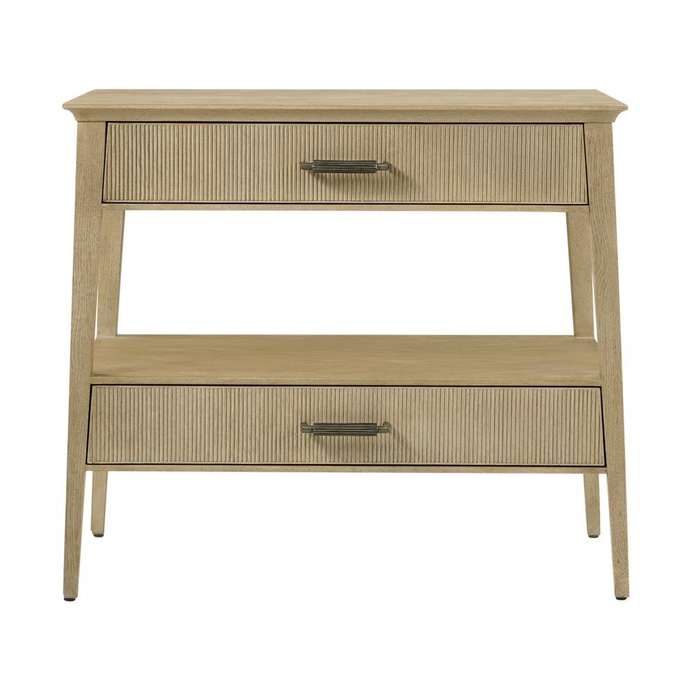 Balboa Wooden Bedside Table in Coastal Grey by Theodore Alexander