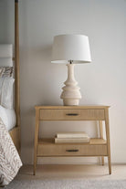 Balboa Wooden Bedside Table in Coastal Grey by Theodore Alexander