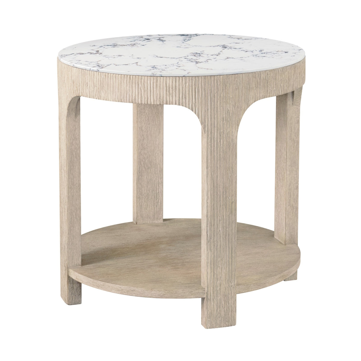 Horizon Round Quartz Side Table by Theodore Alexander