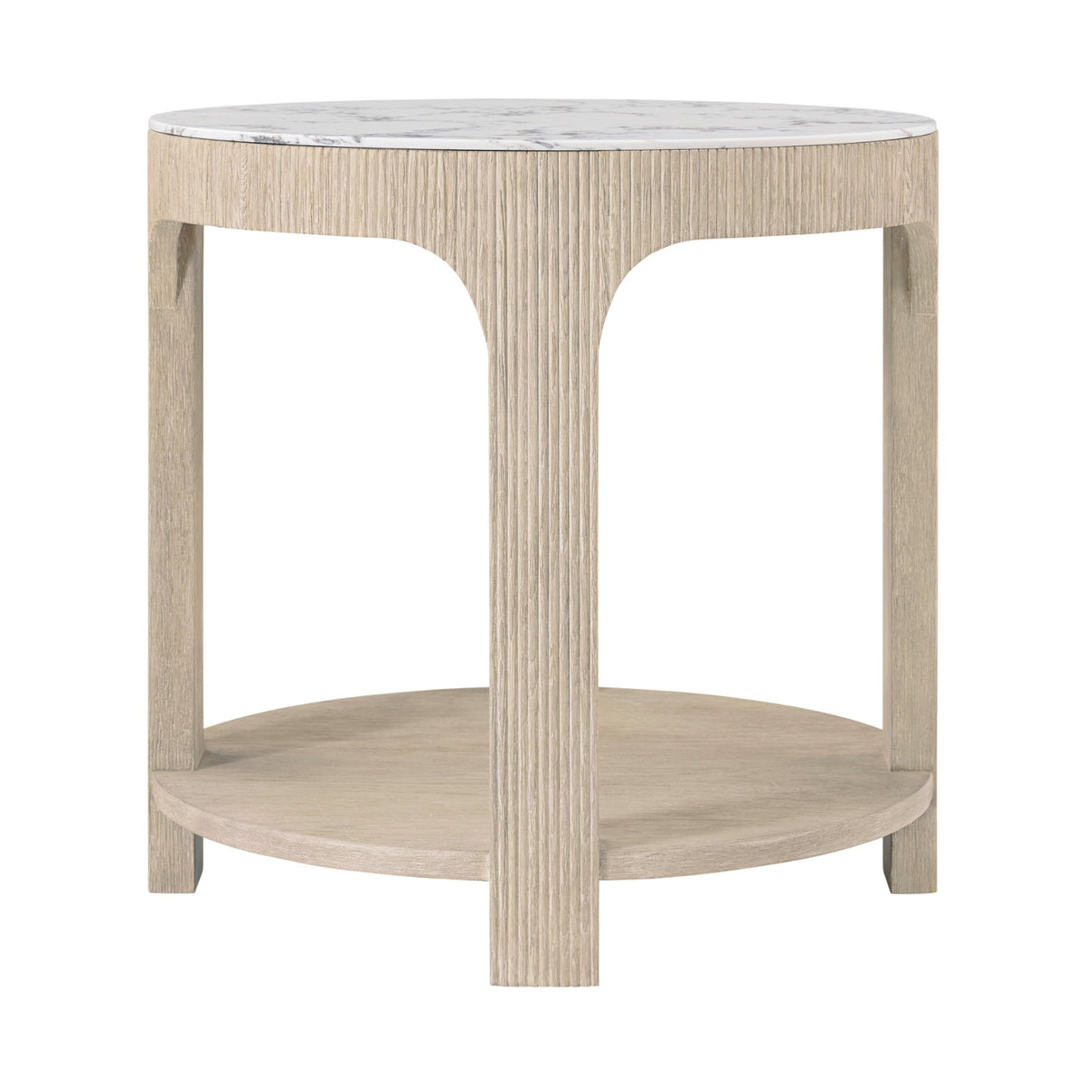 Horizon Round Quartz Side Table by Theodore Alexander