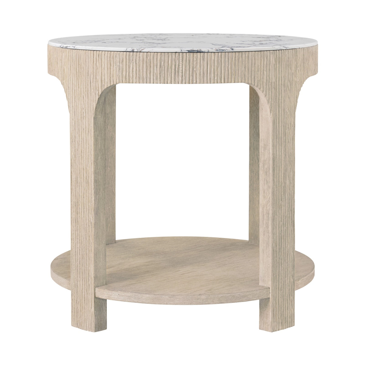 Horizon Round Quartz Side Table by Theodore Alexander