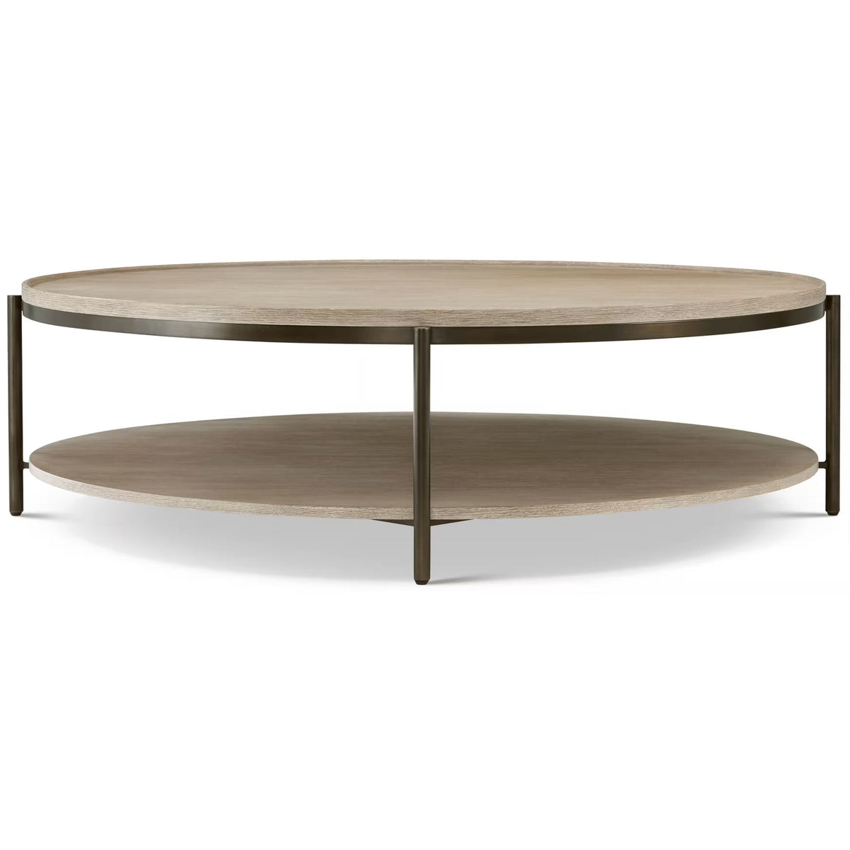 Repose Round Coffee Table in Grey Oak by Theodore Alexander