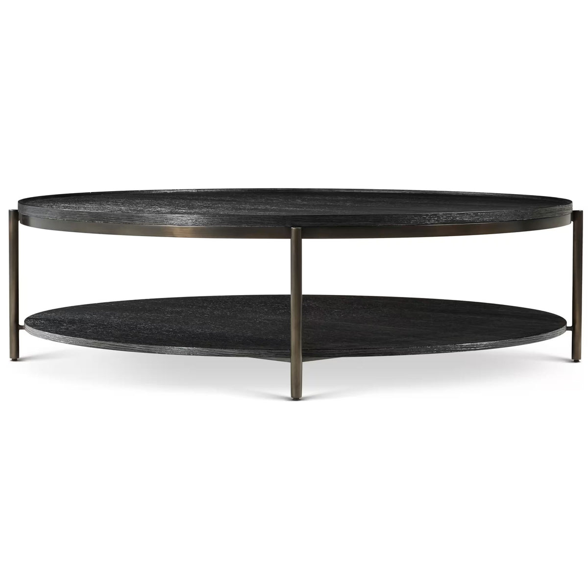Repose Round Coffee Table in Charcoal Oak by Theodore Alexander