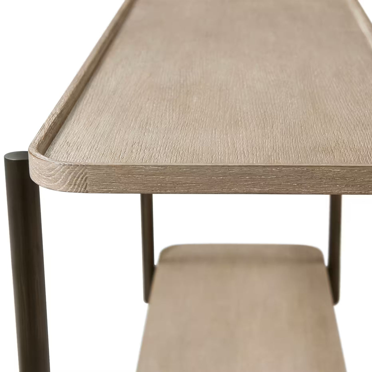 Repose Iron Console Table in Grey Oak by Theodore Alexander