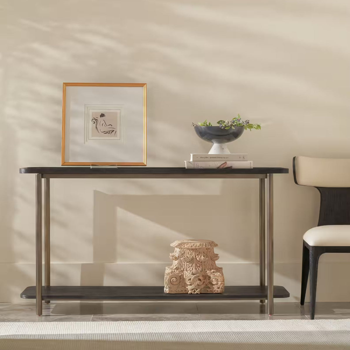 Repose Console Table in Charcoal Oak by Theodore Alexander