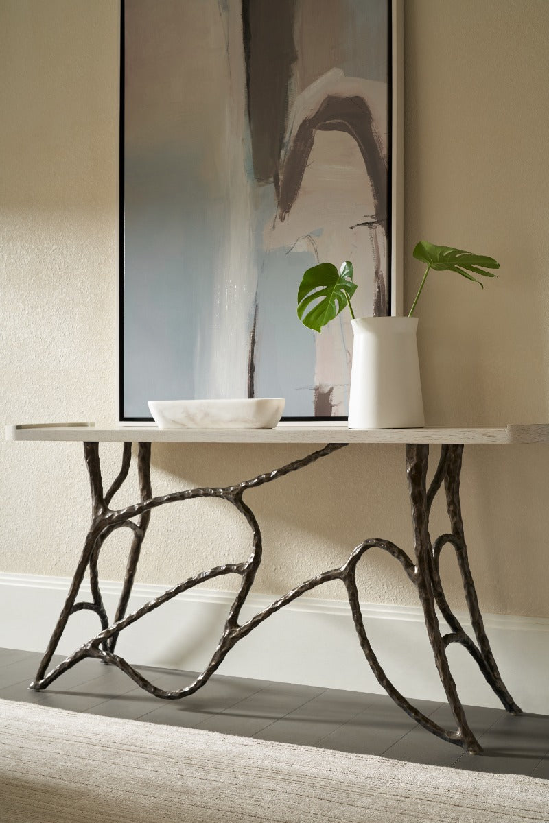 Essence Console Table in White Oak by Theodore Alexander