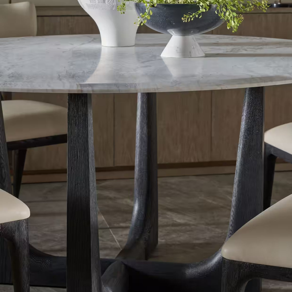 Repose Round Dining Table in Charcoal Oak - 152cm by Theodore Alexander