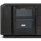 Repose Glass Door Media Console in Charcoal Oak by Theodore Alexander