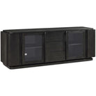 Repose Glass Door Media Console in Charcoal Oak by Theodore Alexander