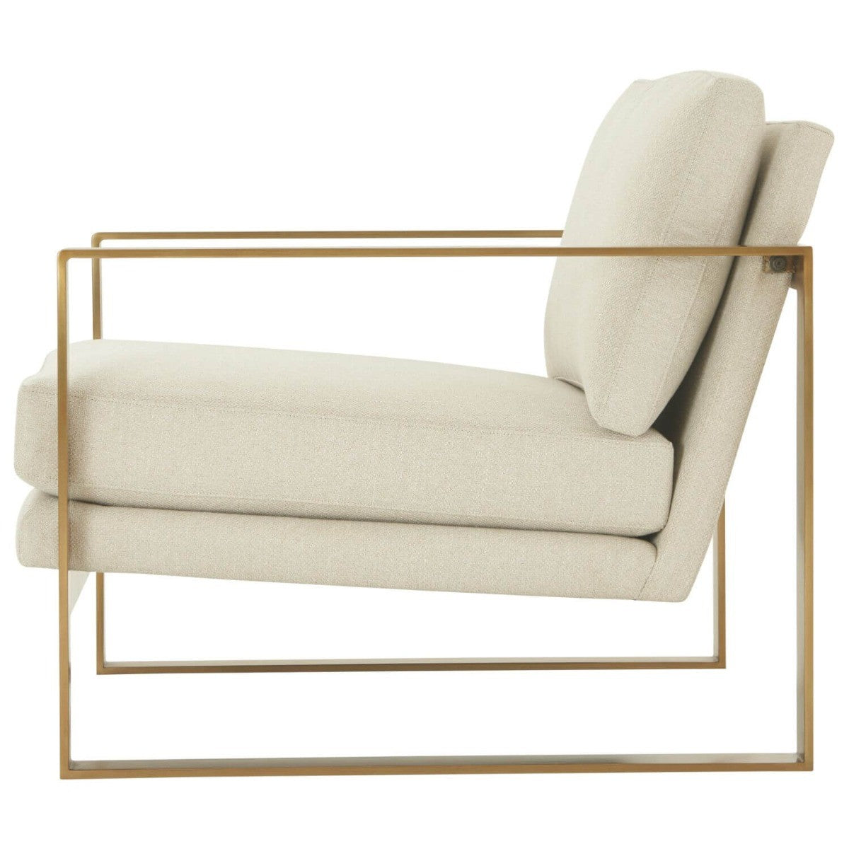 Bower Club Chair in Kendal Linen with Brushed Brass Finish Legs by Theodore Alexander