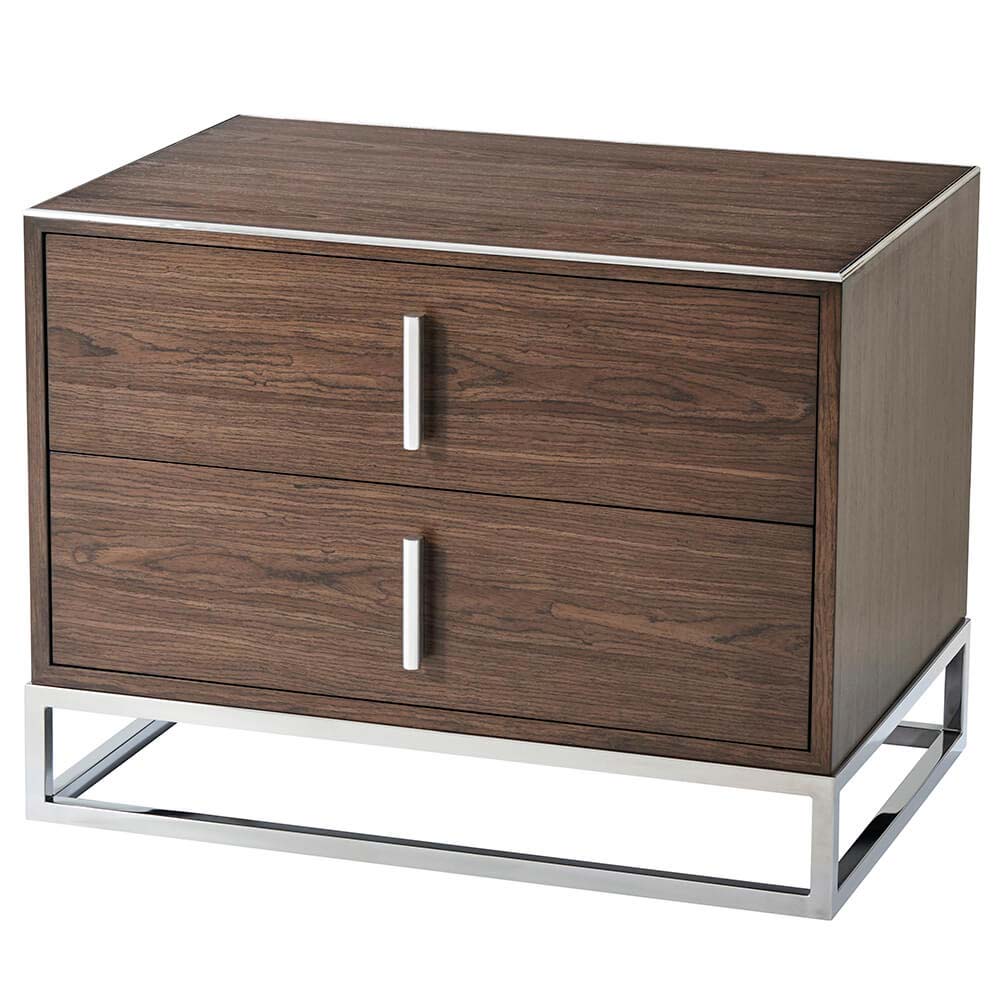 Bedside Table Blain in Macadamia & Nickel by Theodore Alexander