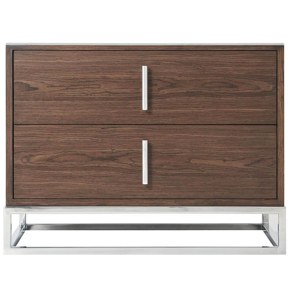 Bedside Table Blain in Macadamia & Nickel by Theodore Alexander