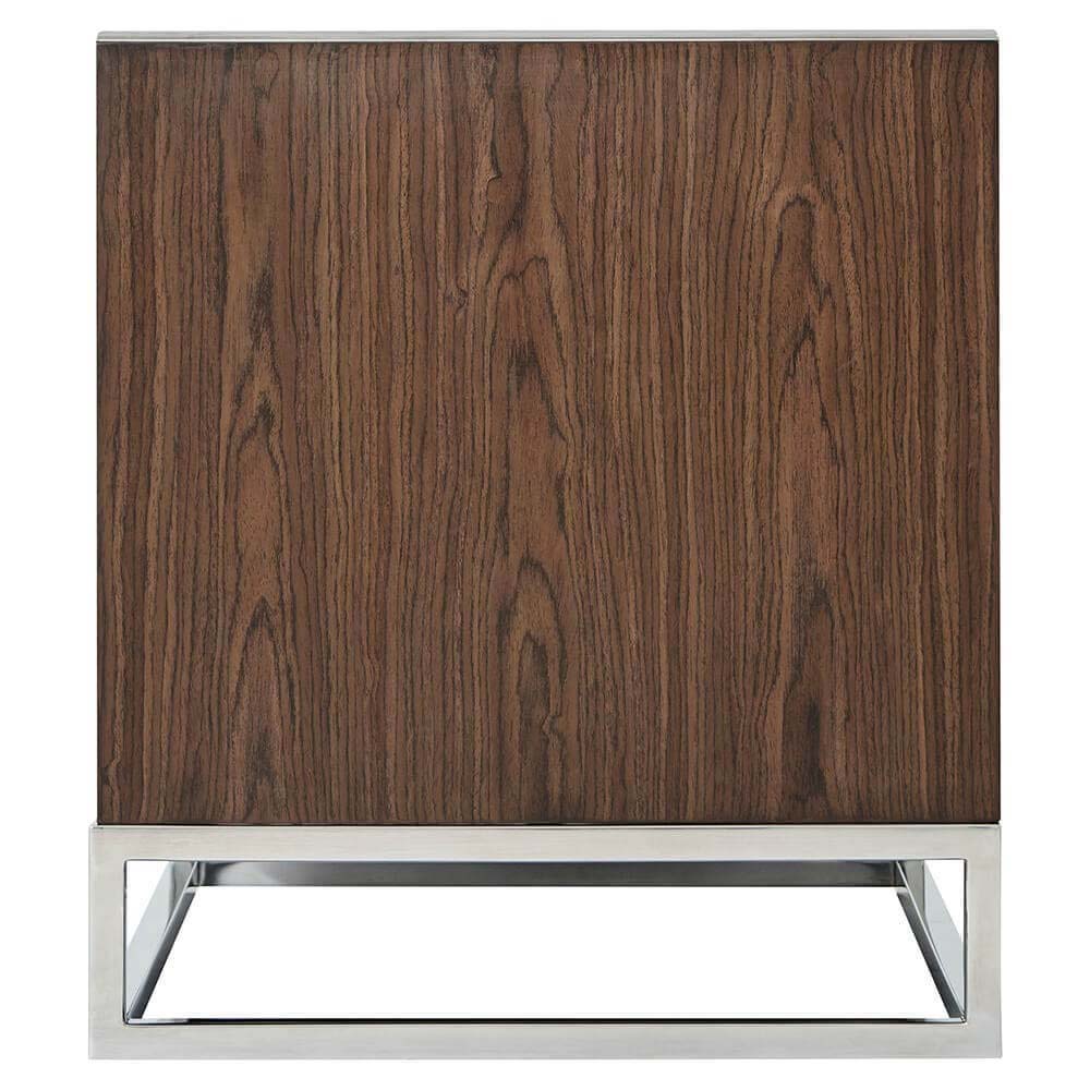 Bedside Table Blain in Macadamia & Nickel by Theodore Alexander