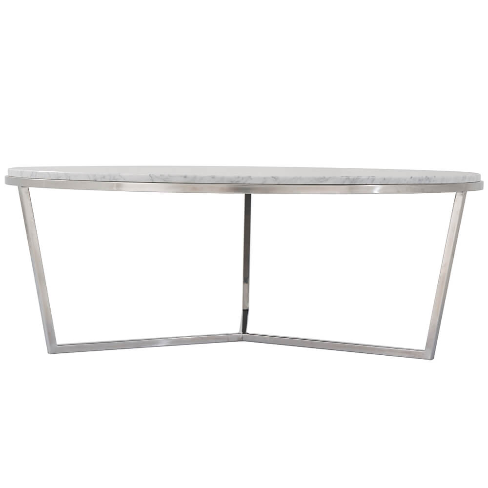 Large Round Coffee Table Fisher in Marble & Nickel by Theodore Alexander