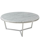 Small Round Coffee Table Fisher in Marble & Nickel by Theodore Alexander